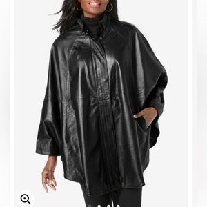 NWT Jessica London Leather Poncho